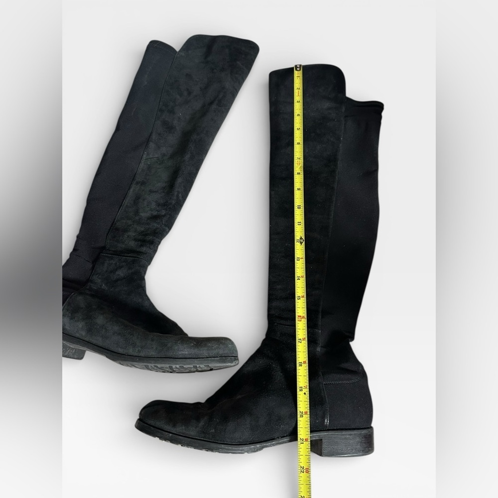 Stuart Weitzman 5050 over-the-knee boots in black suede with a stretch back - Picture 8 of 10